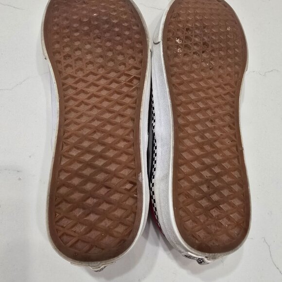 Vans Classic Slip-On Checkerboard Skate Shoes - red and black colorway - Picture 6 of 9